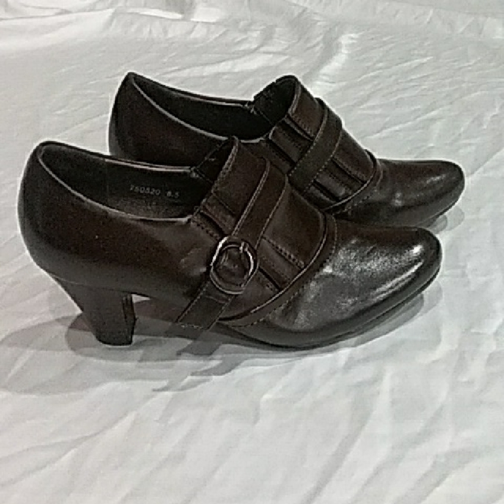 Pierre Dumas Dark Brown Buckle Strap Dress Heels